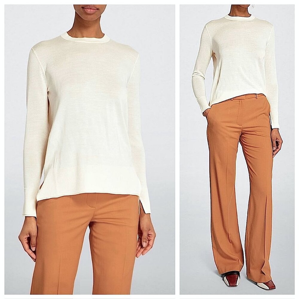 Joseph Cashair Merino Wool & Silk Sweater in Oyster White